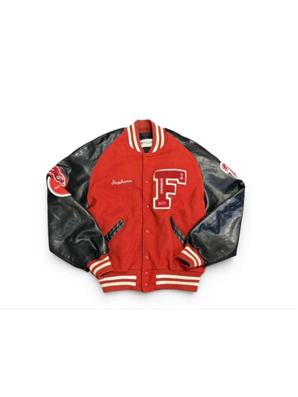 Kesslers Women’s Varsity Letterman Jacket Red/Black Leather Wool Bomber Sz L - Picture 2 of 11